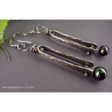 Sterling Silver and Peacock Pearls