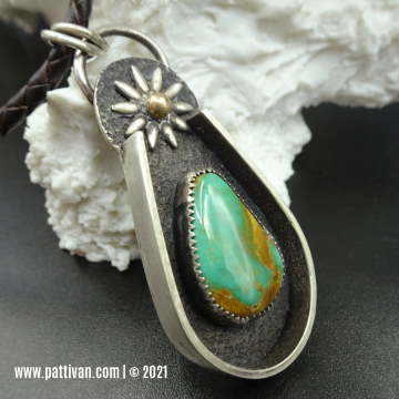 Sterling Silver and Turquoise Necklace with 22K Gold Accent