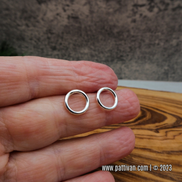 Tiny Sterling Silver Circle Earrings