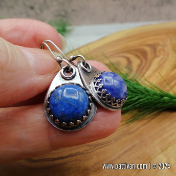 Sterling Silver Denim Lapiss Tear Drop Earrings