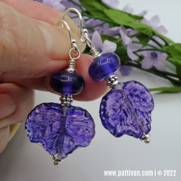 Sterling Silver Earrings with Artisan Purple Lampwork Beads