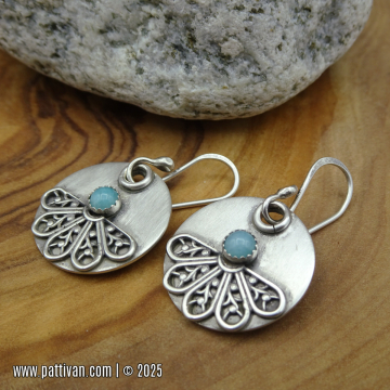 Sterling Silver Filigree and Amazonite Earrings