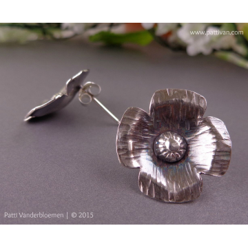 Sterling Silver Flower Post Earrings