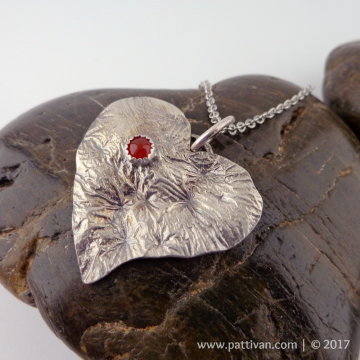 Reticulated Sterling Silver Heart and Carnelian Pendant