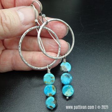 Sterling Silver Hoops with Kingman Turquoise Coins