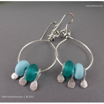 Sterling Hoops with Artisan Glass Beads