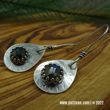 Sterling Silver and Faceted Labradorite Earrings