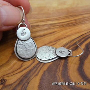 Sterling Silver Layered and Textured Teardrop Earrings