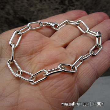 Sterling Silver Paper Clip Chain Bracelet - 7.5"
