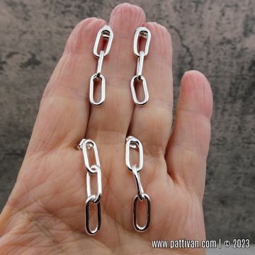 Sterling Silver Paperclip Chain Post-Style Earrings