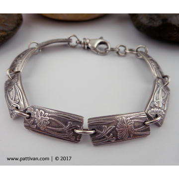 Sterling Silver Patterned Link Bracelet
