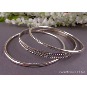 Set of 3 Sterling Stacking Bangles
