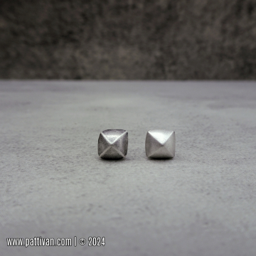 Sterling Silver Studs - Three Dimensional Squares