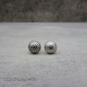 Sterling Silver Studs - Medium Swirly Rounds