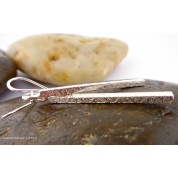 Textured Sterling Silver Matchstick Style Earrings