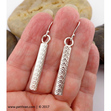 Snakeskin Textured Sterling Silver Earrings