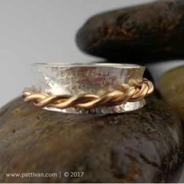 Sterling Ring with Twisted Gold Satellite Ring