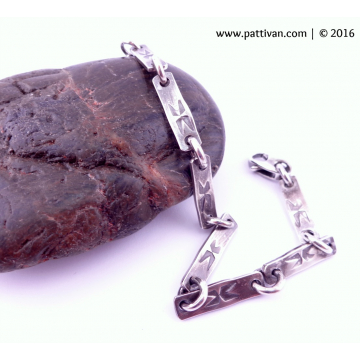 Sterling Silver Hand Cut and Stamped Link Bracelet