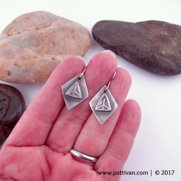 Hand Stamped Sterling Silver Peace Sign Earrings