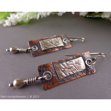 Textured Mixed Metal Tabular Earrings