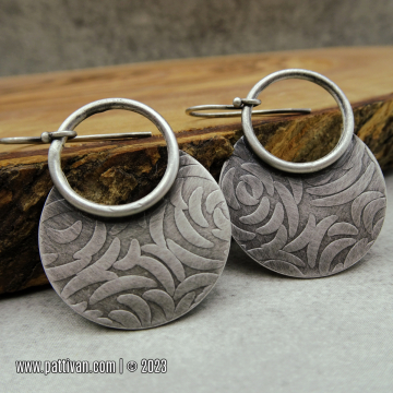 Textured Sterling Silver Circle Earrings