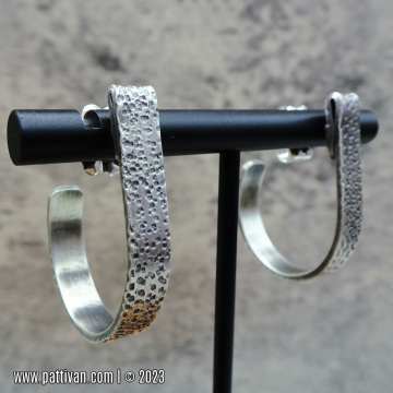 Textured Sterling Silver Open Hoops