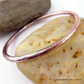 Thick Faceted Solid Copper Bangle