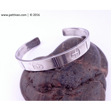 Thick Hand Stamped Sterling Silver Cuff