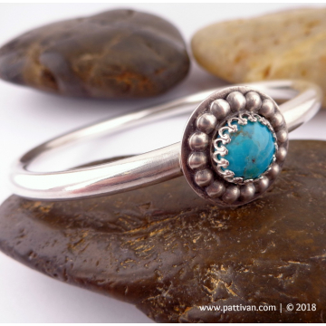 Thick - 4 Gauge - Sterling Bangle with Turquoise