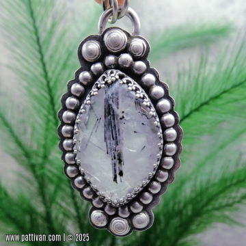 Tourmilated Quartz and  Sterling Silver Pendant Necklace