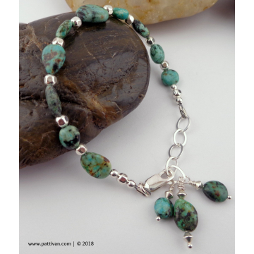 Turquoise and Sterling Silver Adjustable Bracelet