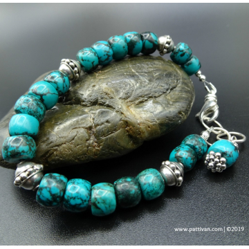 Turquoise and Bali Sterling Silver Bracelet