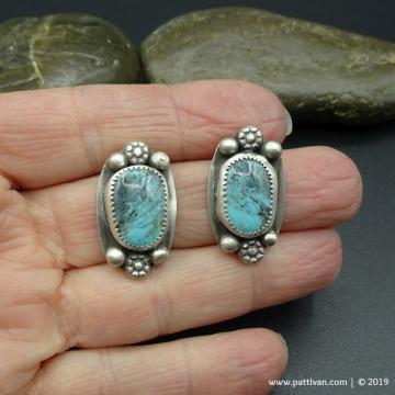 Turquoise and Sterling Silver Post Style Earrings