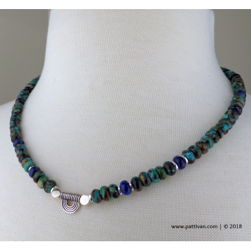 Turquoise Lapis Lazuli and Sterling Silver Necklace