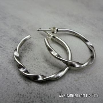 Twisted Sterling Silver Post-Style Hoops
