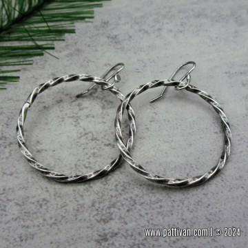 Twisted Sterling Silver Hoops - Oxidized