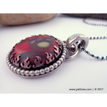 Vibrant Artisan Glass and Mixed Metal Pendant Necklace
