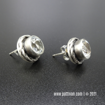 ES-7 Faceted White Topaz and Sterling Silver Post Earrings