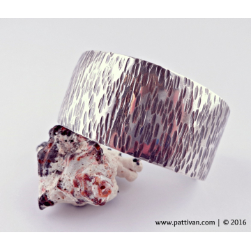 Wide Textured Heavy Sterling Silver Cuff